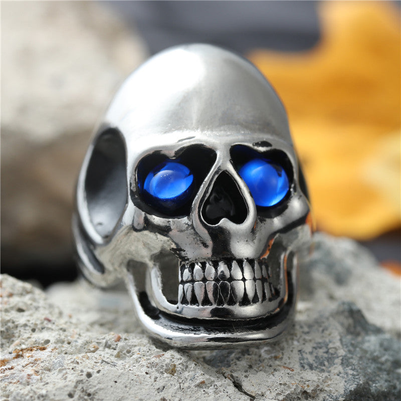 Trendy Titanium Steel Skull Ring for Men - Retro Punk Style in Glossy Finish