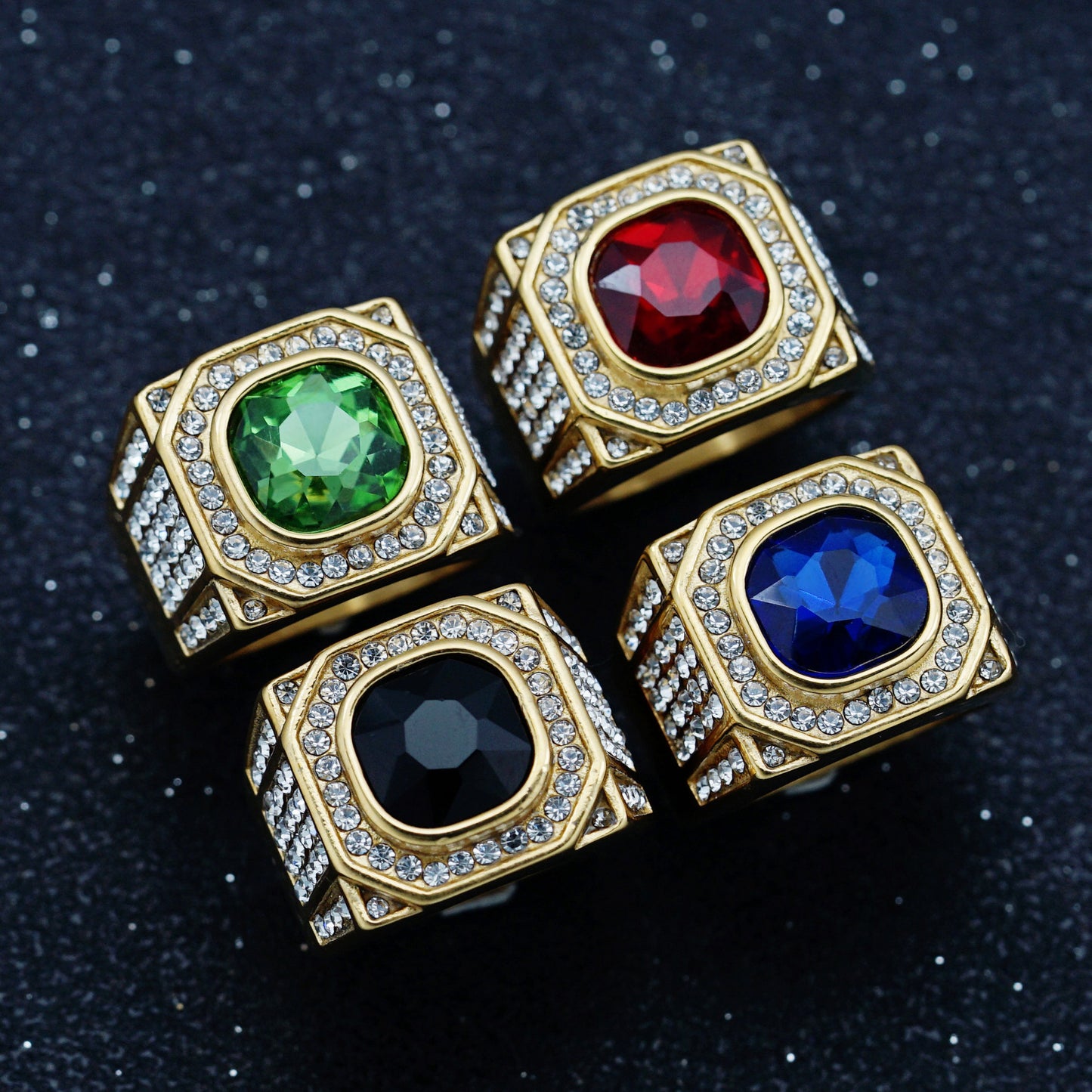 Planderful Everyday Genie Stainless Steel Zircon Ring Personalized for Men Unisex Statement Jewelry