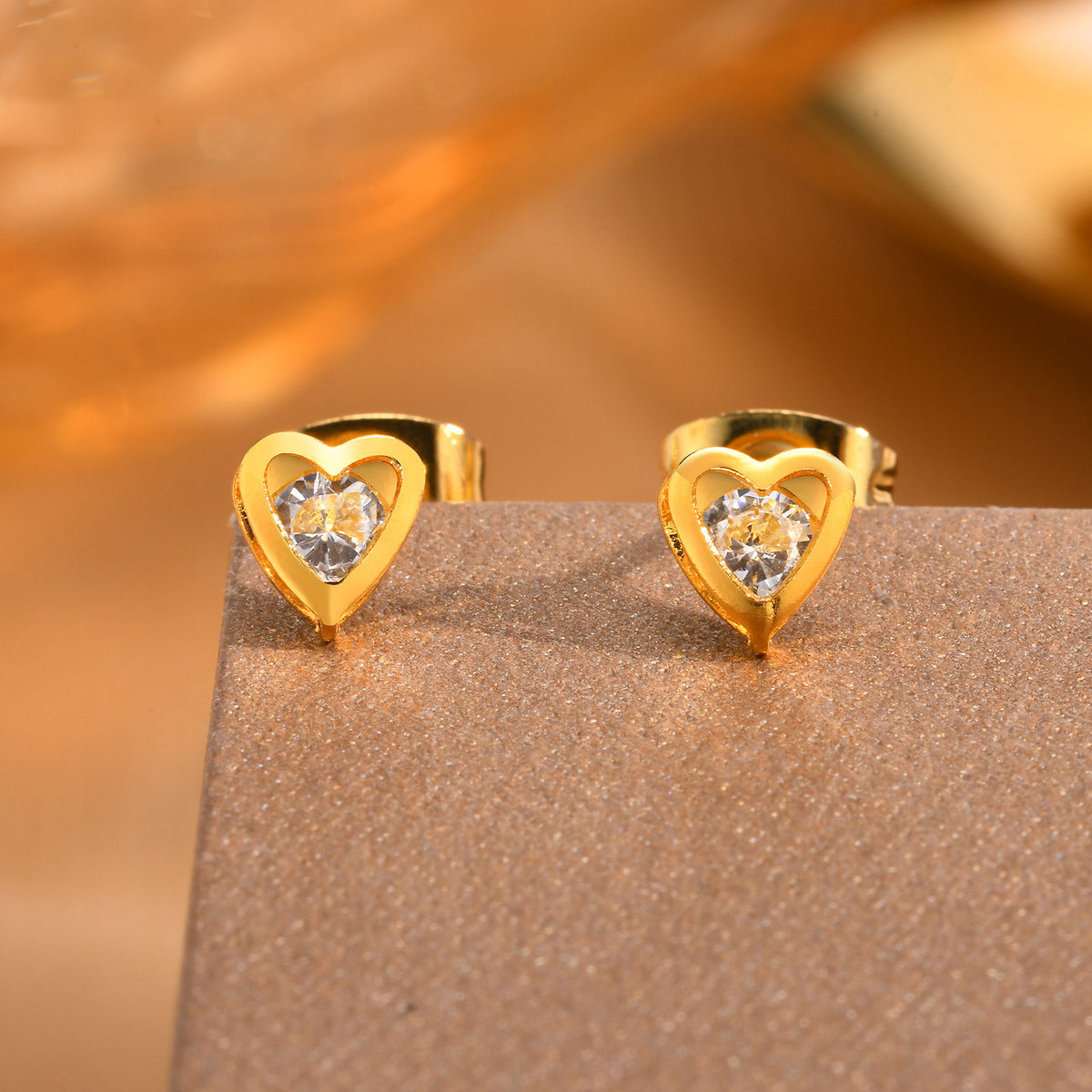 Stainless Steel Zircon Pearl Heart Earrings