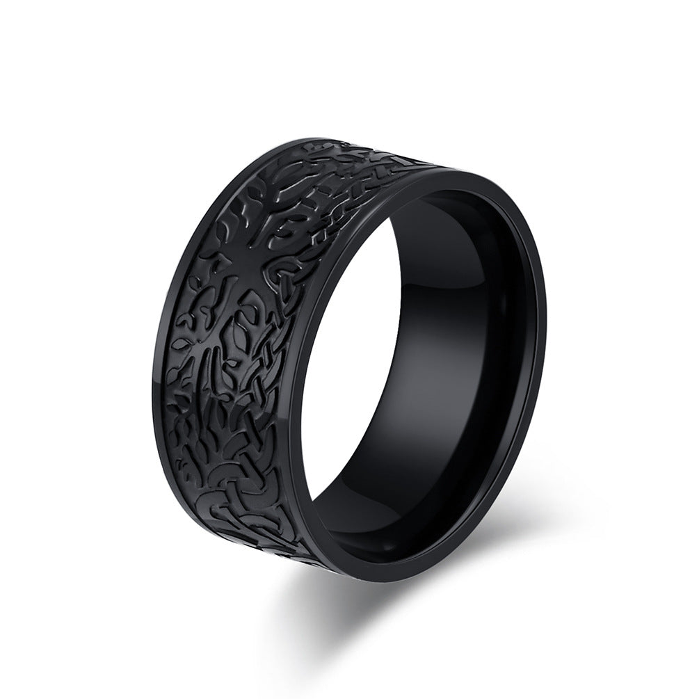 Planderful Mens Stainless Steel Ring With Tree Of Life Nordic Retro Design Durable Everyday Jewelry