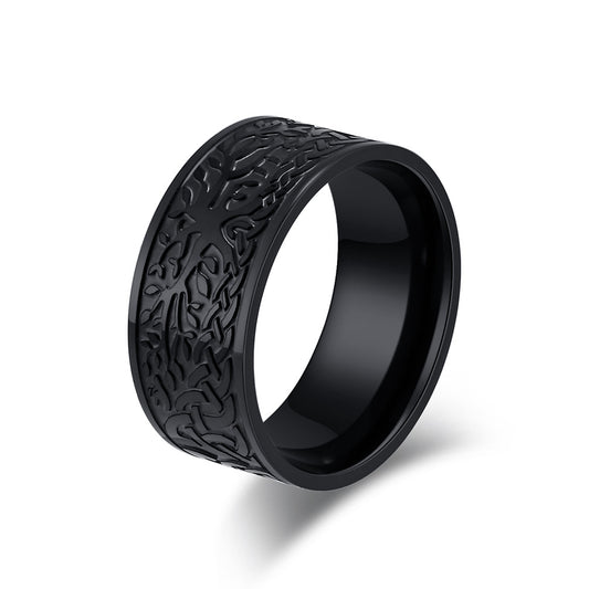 Planderful Mens Stainless Steel Ring With Tree Of Life Nordic Retro Design Durable Everyday Jewelry