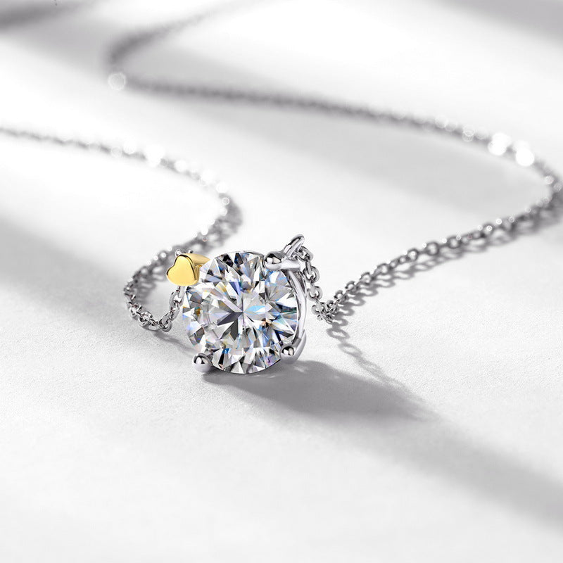 S925 Sterling Silver Moissanite Geometric Four-Prong Necklace