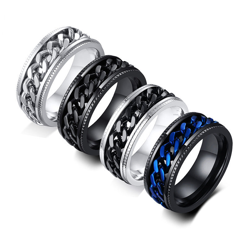 Titanium Steel Open Bottle Ring Rotating Ring for Men