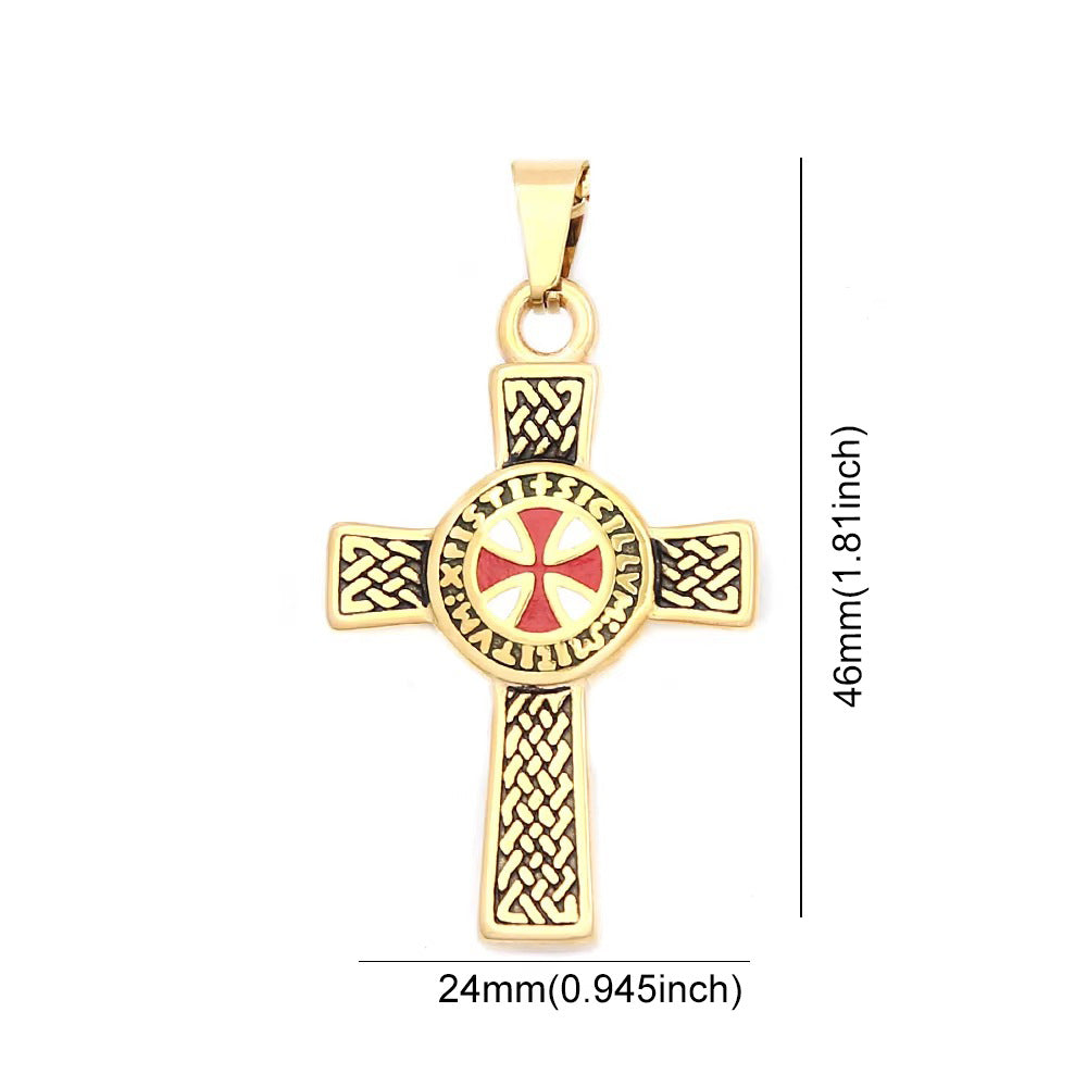 Cross Double-Sided Stainless Steel Men's Pendant Necklace