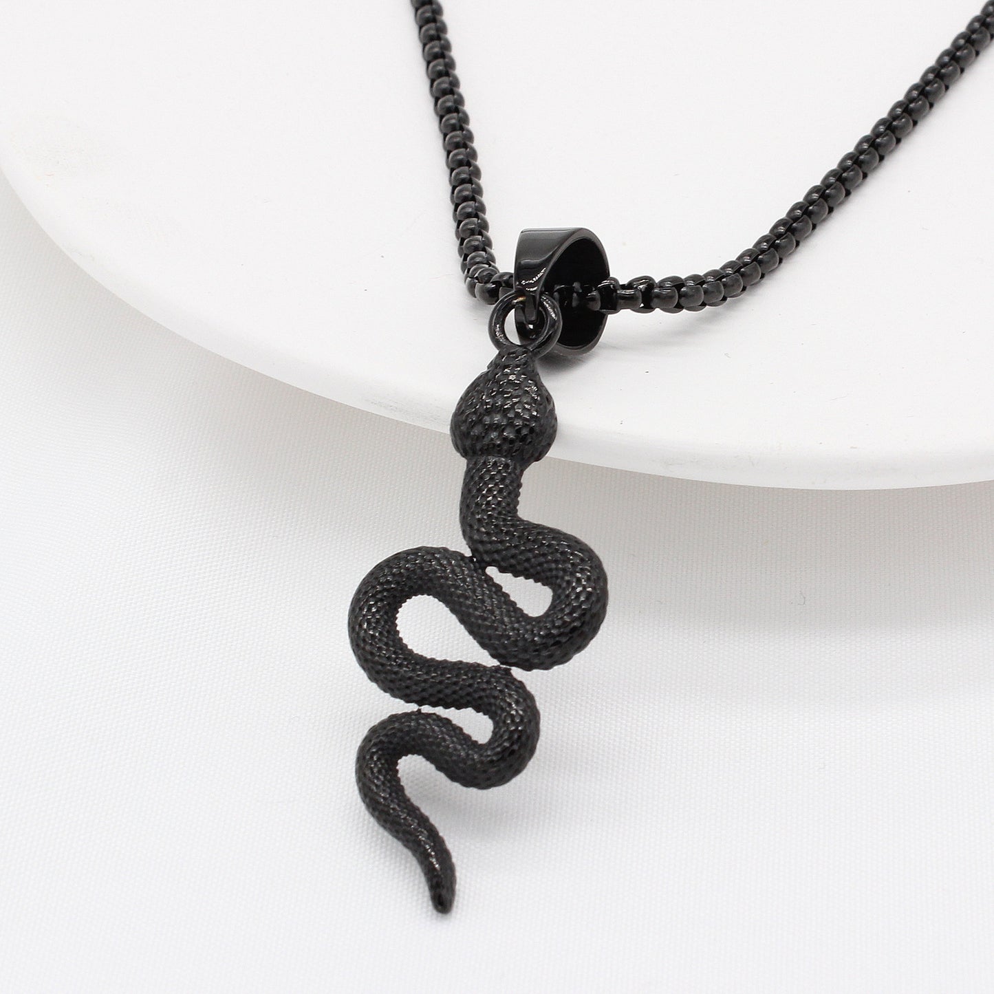 Titanium Steel Snake Pendant Necklace For Unisex Fashion Lovers Planderful Everyday Genie Protection Charm