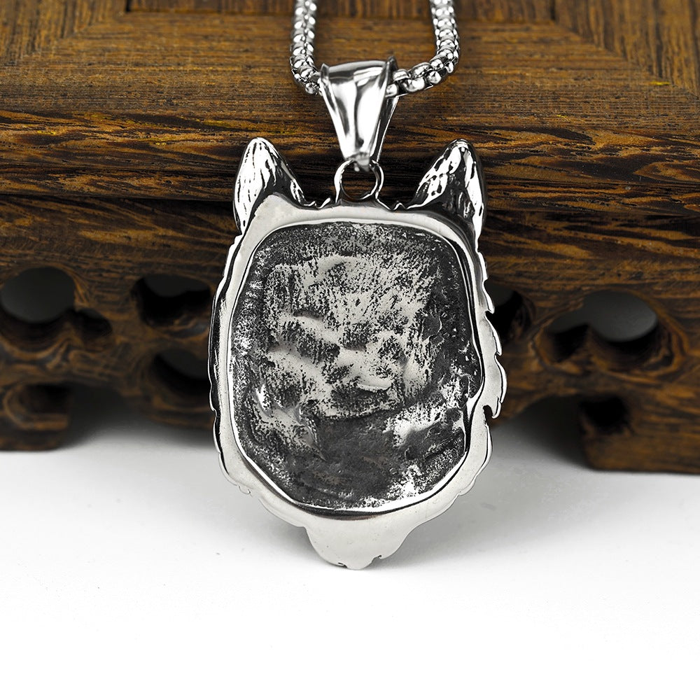 European And American Jewelry Wholesale Titanium Steel Men's Pendant Necklace Retro Wolf Head Design