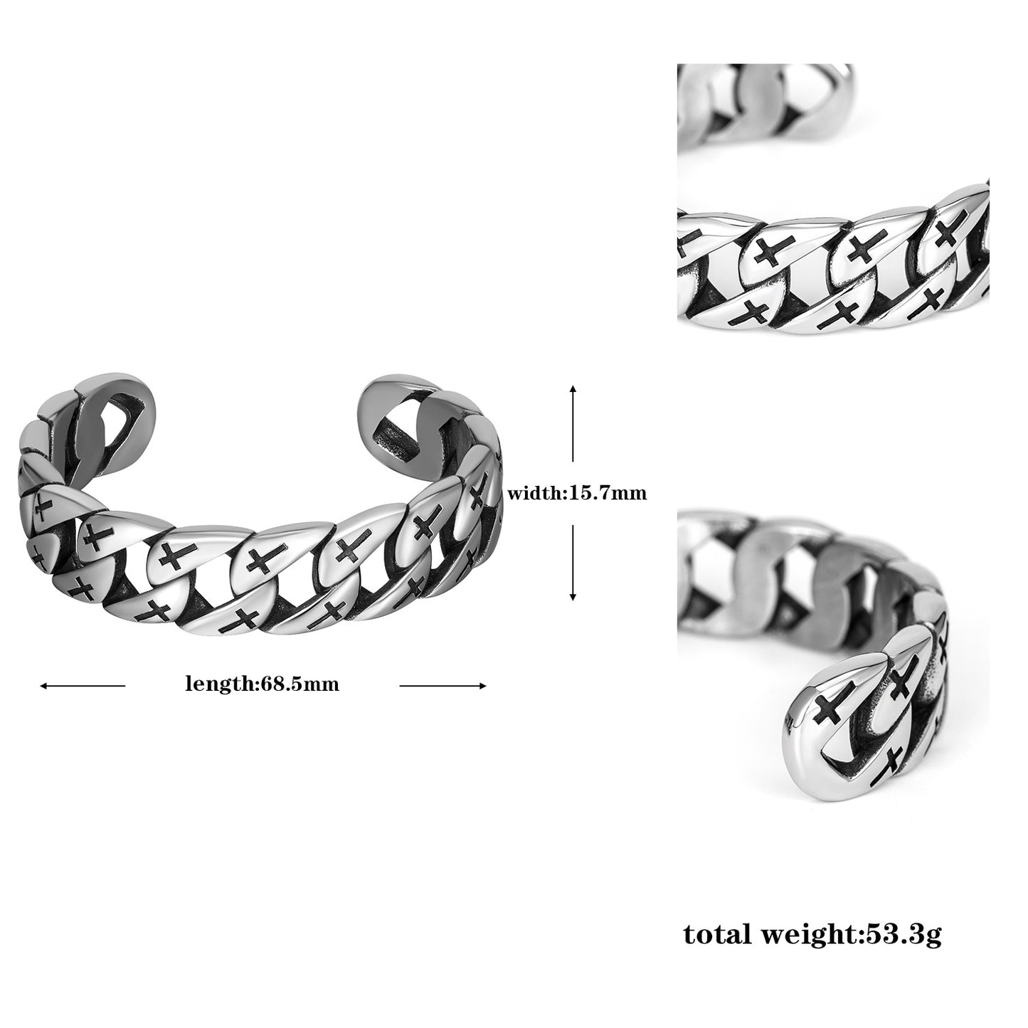Steel Bracelet – Elegant Cross Engraving