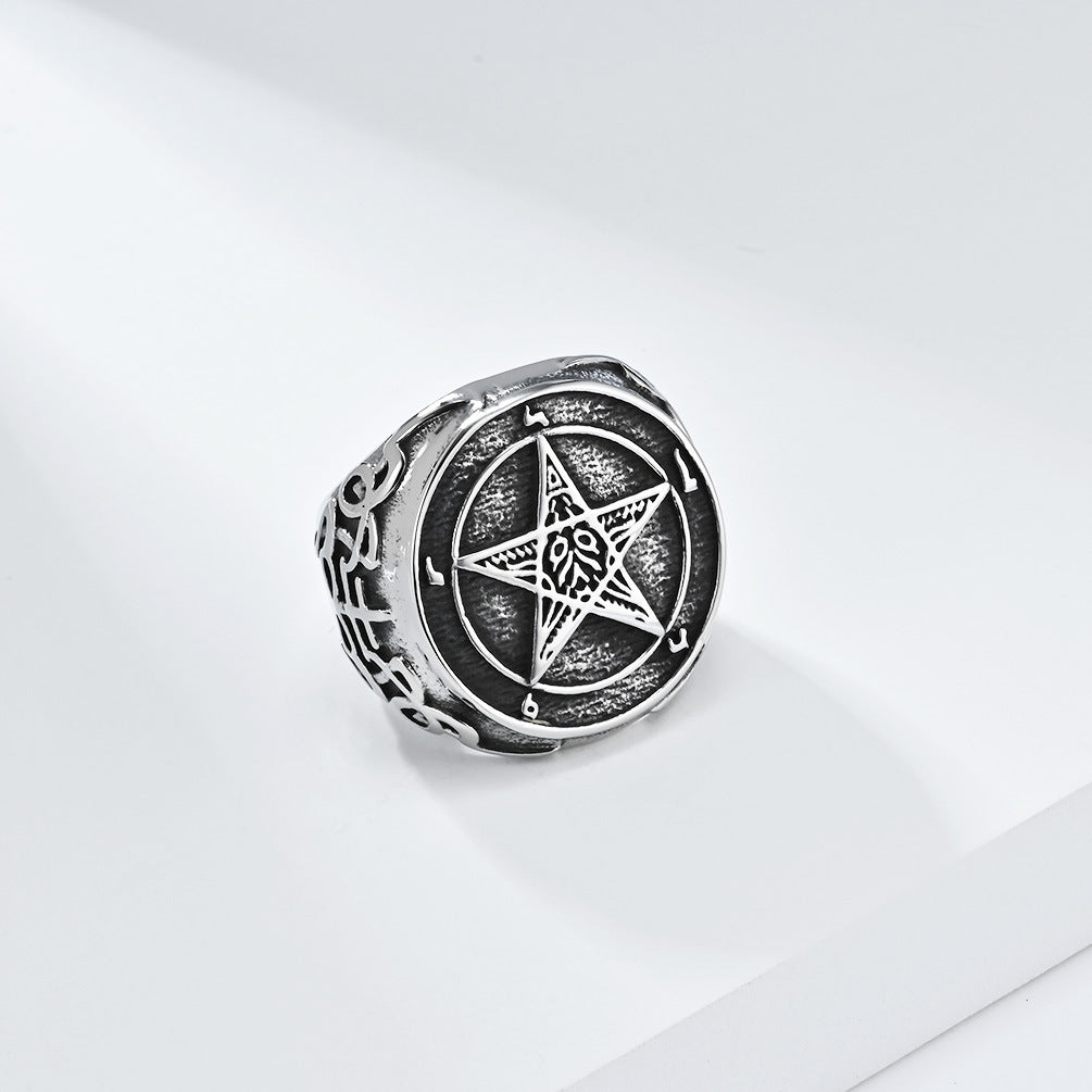 Steel Ring – Vintage Men's Pentagram