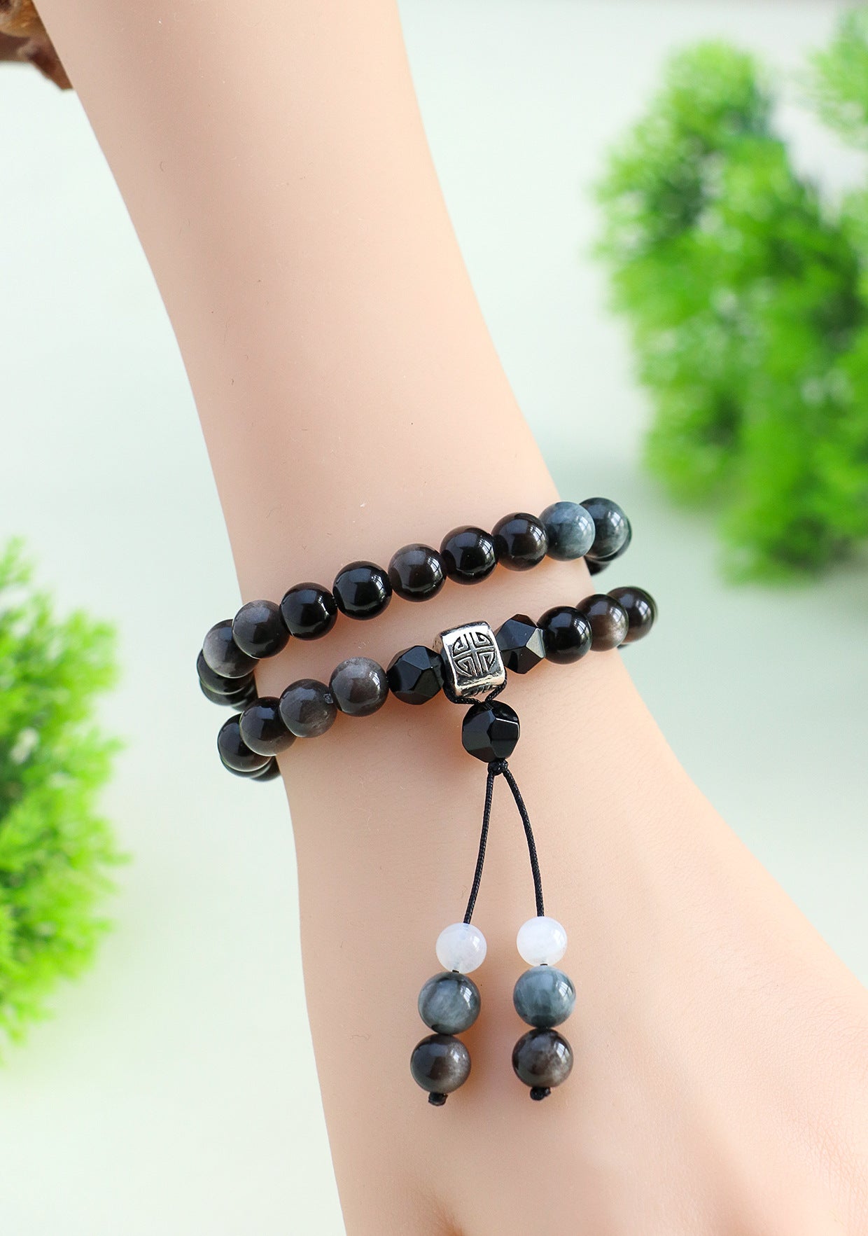 Planderful Fortune's Favor Bracelet – Unique Obsidian Double-Circle Design