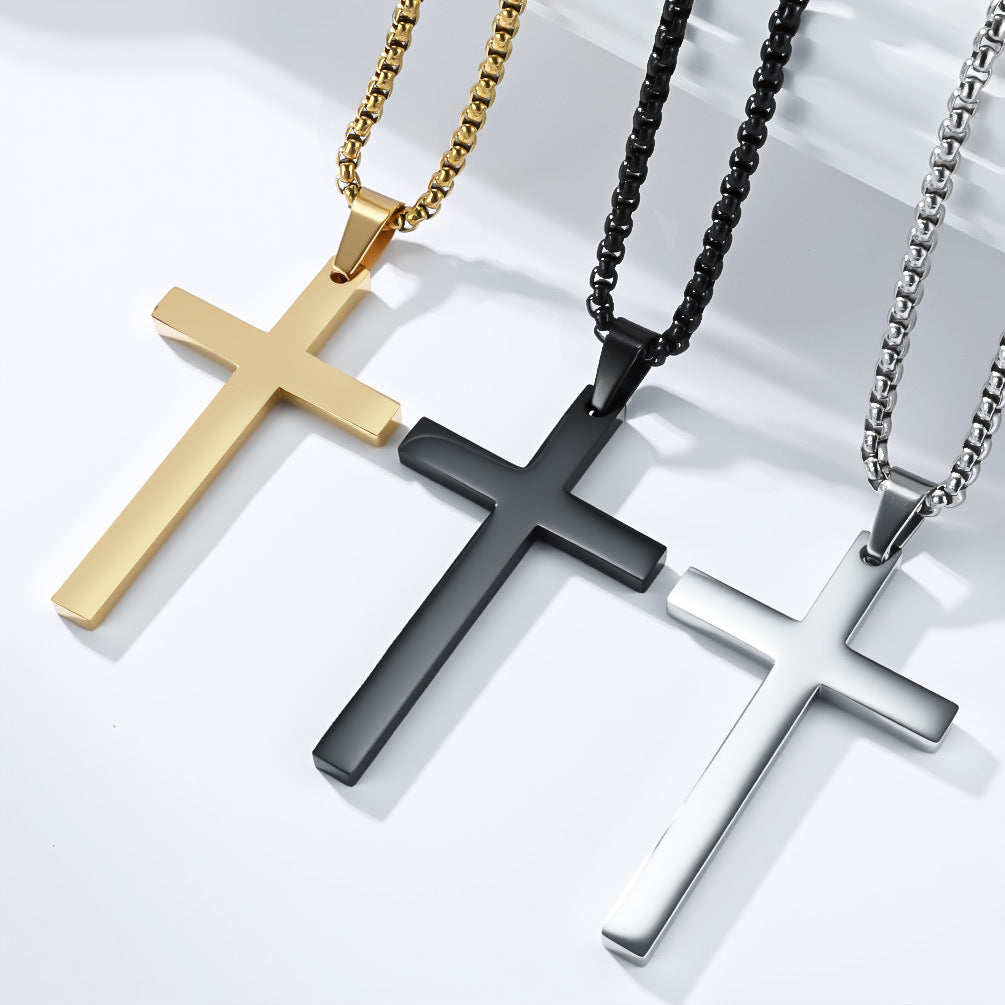 Planderful Cross Pendant Necklace For Unisex Wear Durable Titanium Steel With Simple Classic Smooth Surface