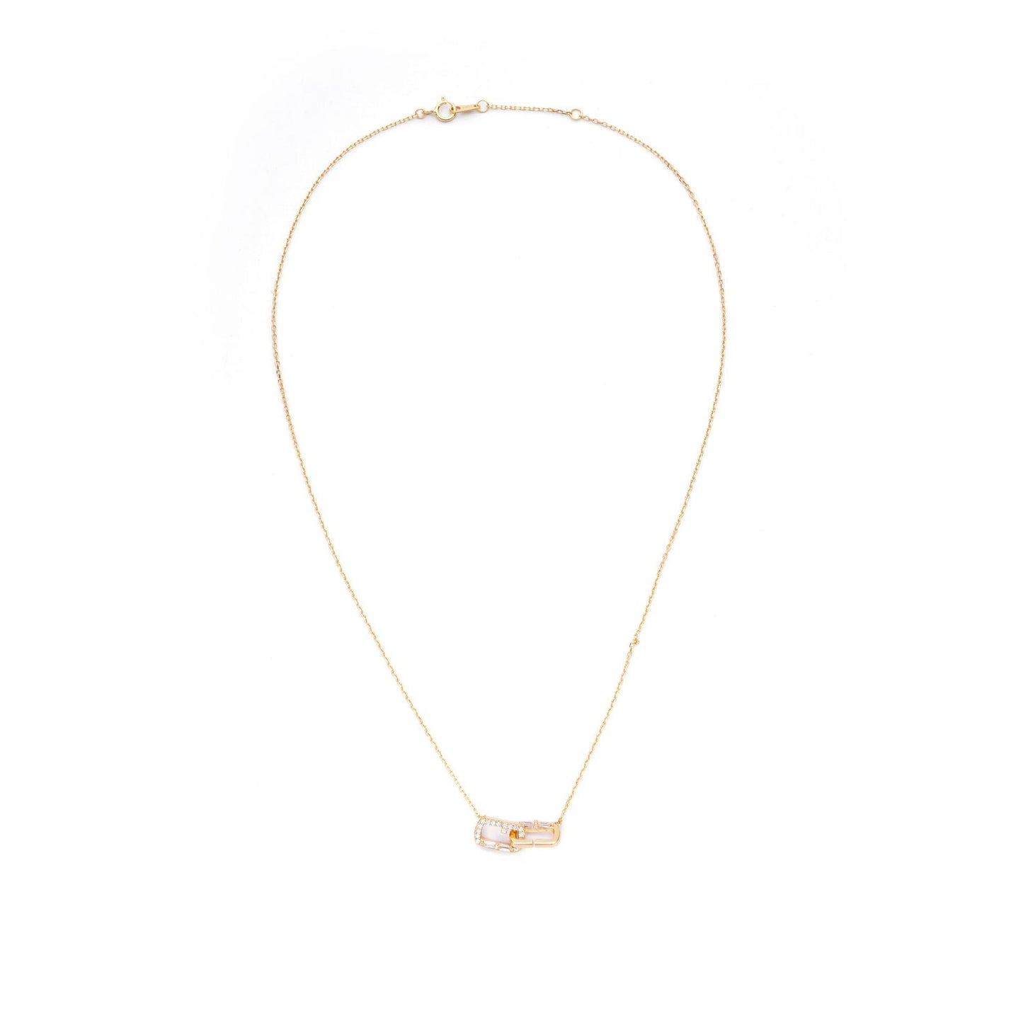 S925 Sterling Silver Necklace Women's Double Ring Buckle Design