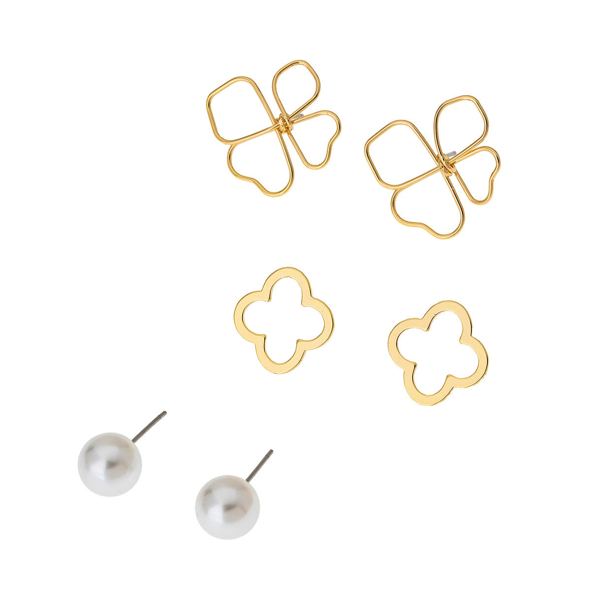 Planderful Vienna Verve Earrings Set – Light Luxury Four-Leaf Clover Design