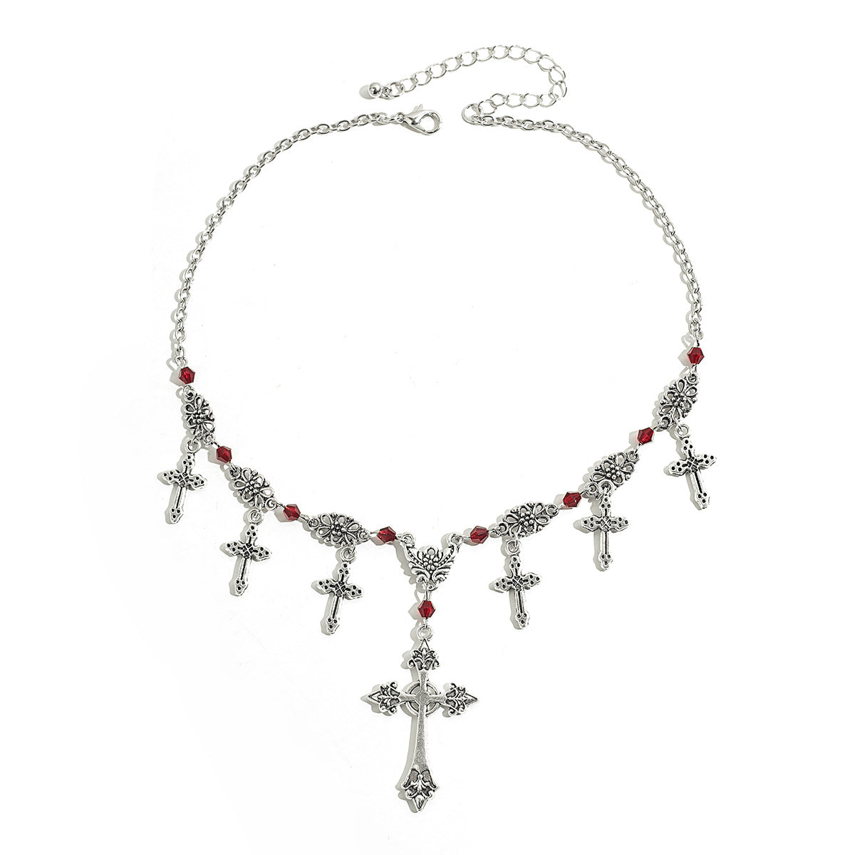 Gothic Style Blood Drop Tassel Necklace with Thorny Collar