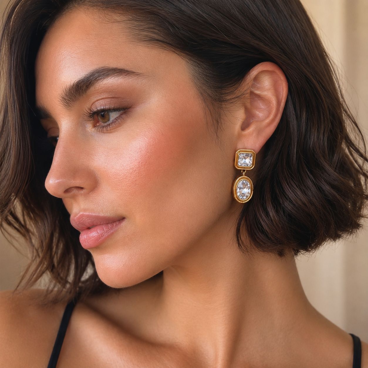 Planderful Vienna Verve European American Style Double Layer Zircon Inlaid Stainless Steel Stud Earrings For Women