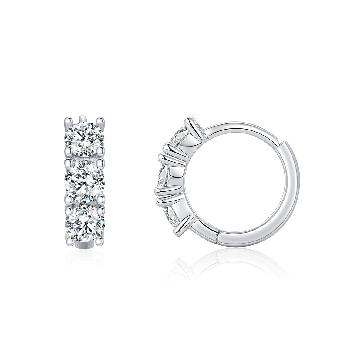 925 Sterling Silver Moissanite Ear Buckle Hoops