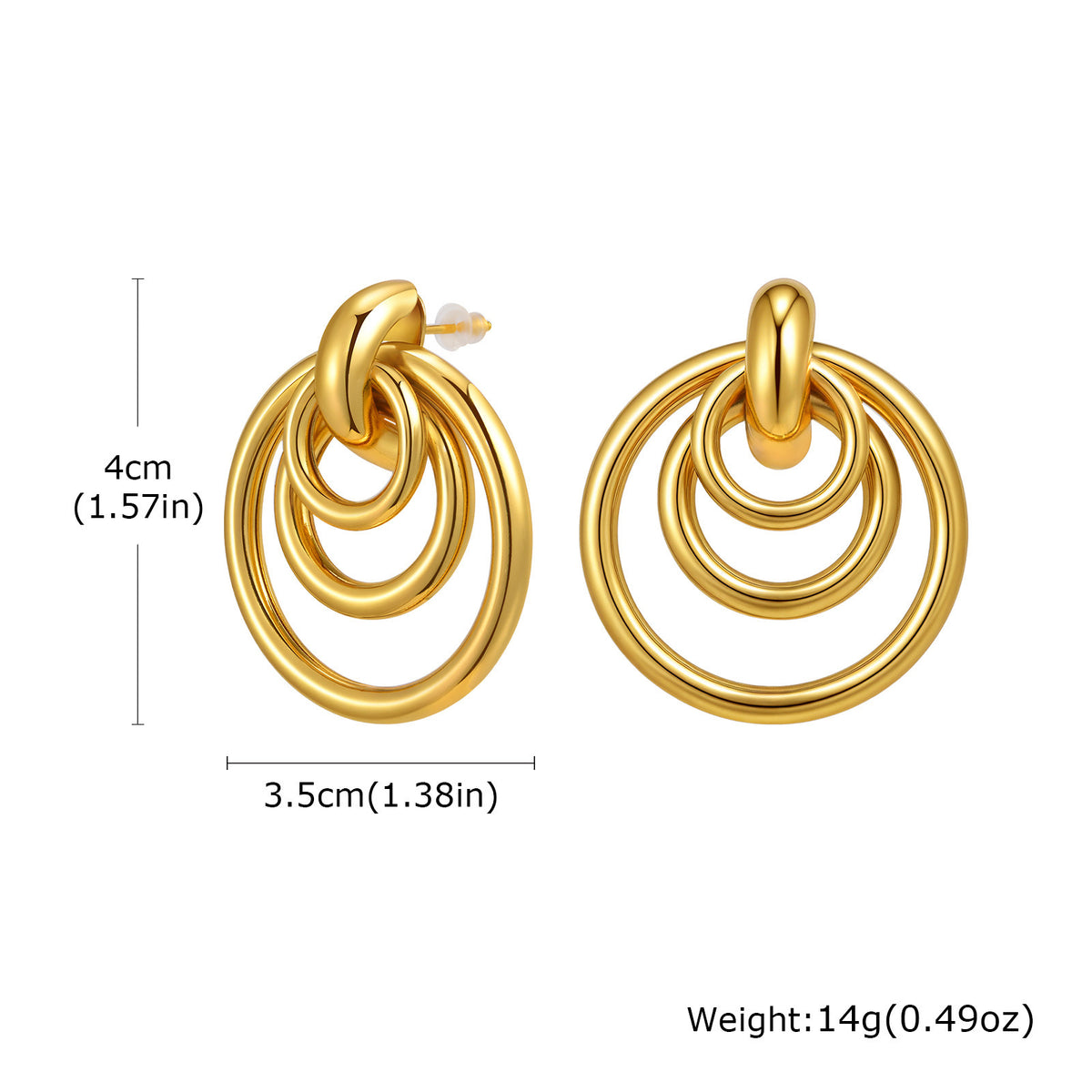Layered Geometric Circle Drop Earrings — Four Styles