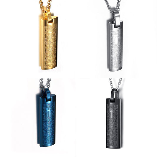 Stainless Steel Strip Corrosive Spanish Pendant Necklace for Men