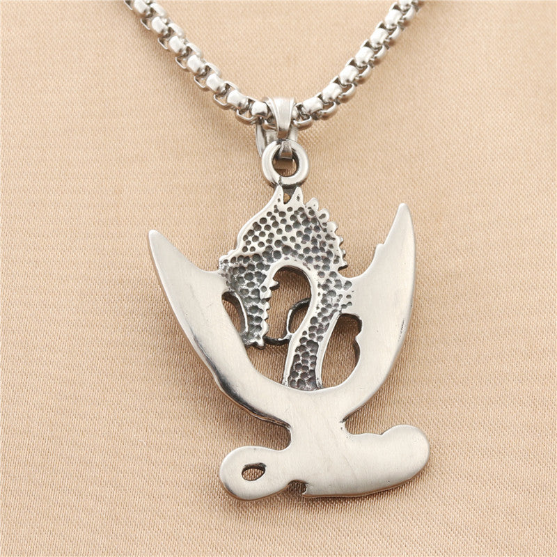 Titanium Steel Dragon Pendant Necklace for Men - Retro Punk Style by Planderful