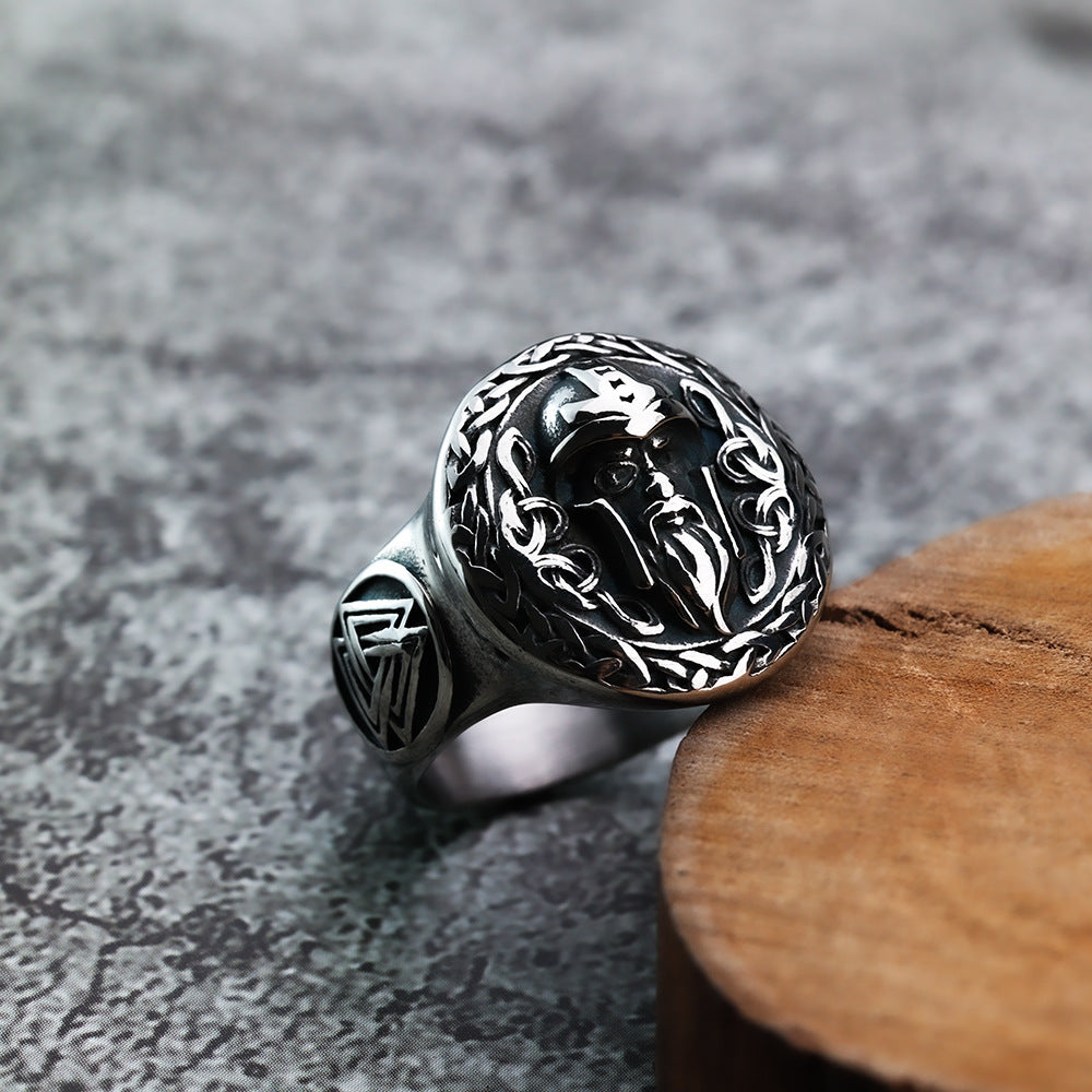 Viking Foreign Trade Collapse Jewelry Titanium Steel Men's Retro Fashion Ring