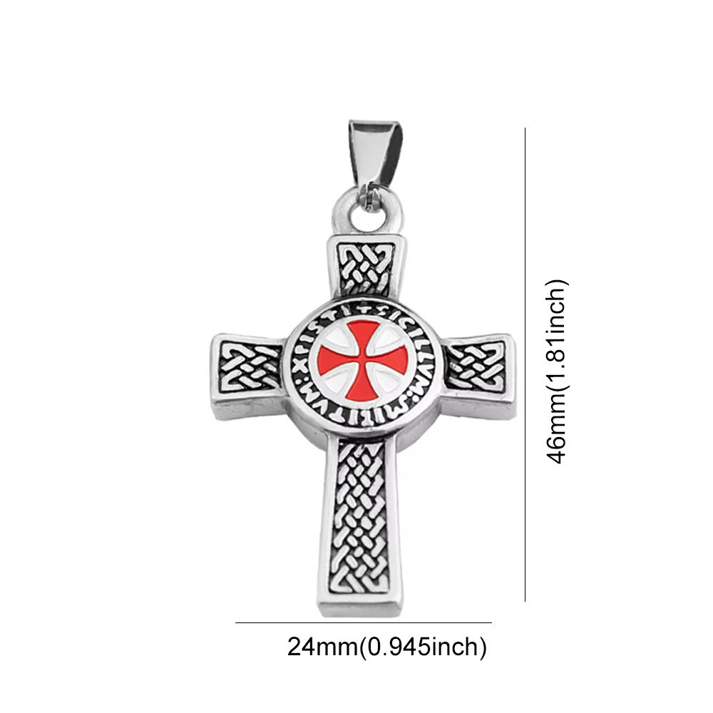 Cross Double-Sided Stainless Steel Men's Pendant Necklace