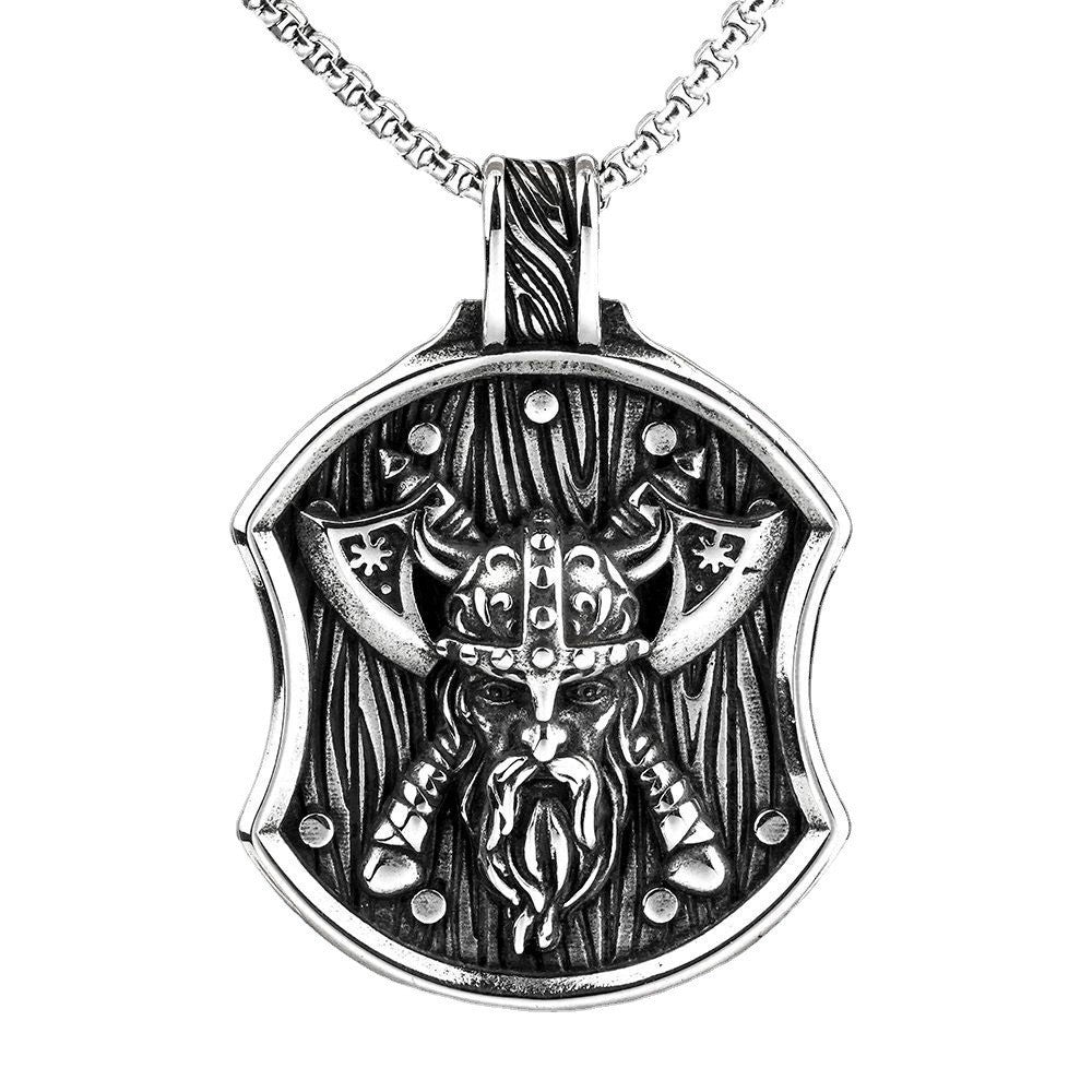 Vintage Men's Stainless Steel Personalized Viking Odin Necklace