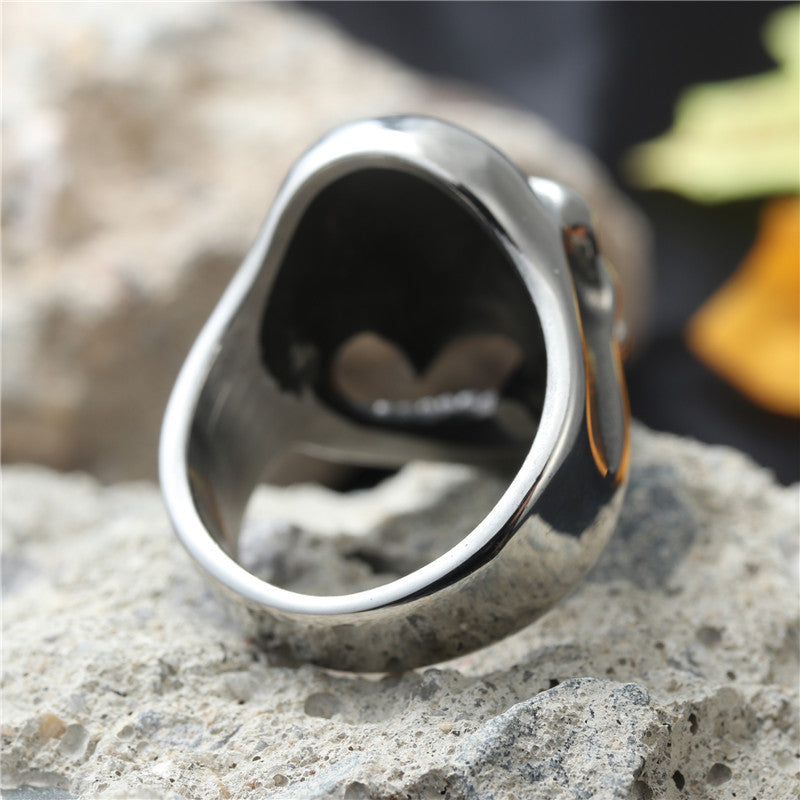 Punk-Inspired Titanium Steel Skull Ring for Men - Retro Dominance in Stainless Steel