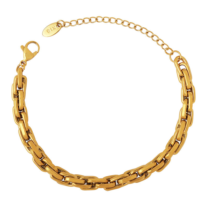 Luxurious 18k Gold Plated Thick Chain Bracelet for Women's Hip-Hop Fashion
