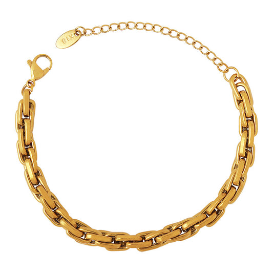 Luxurious 18k Gold Plated Thick Chain Bracelet for Women's Hip-Hop Fashion