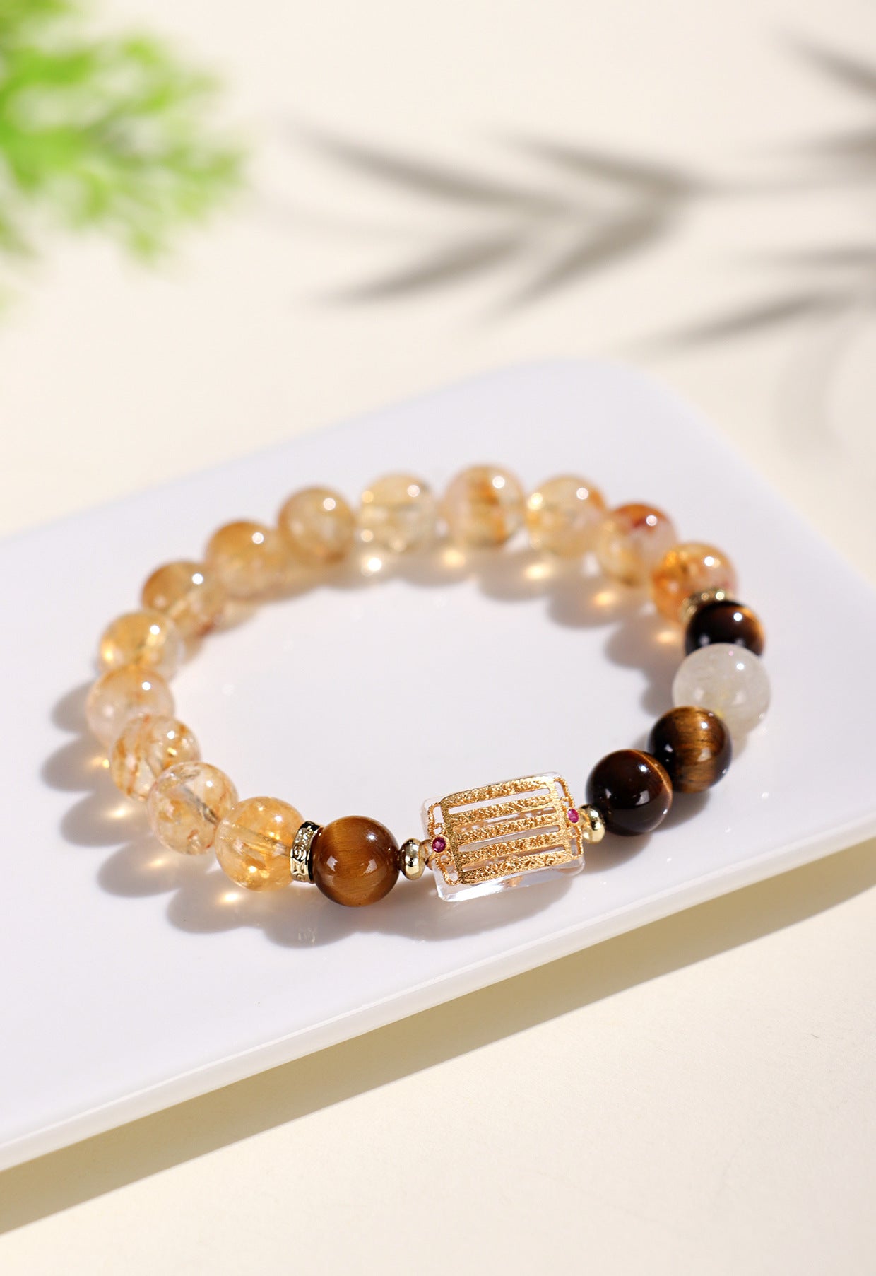Planderful Fortune's Favor Bracelet – Elegant Crystal Design with Yellow Tiger Eye