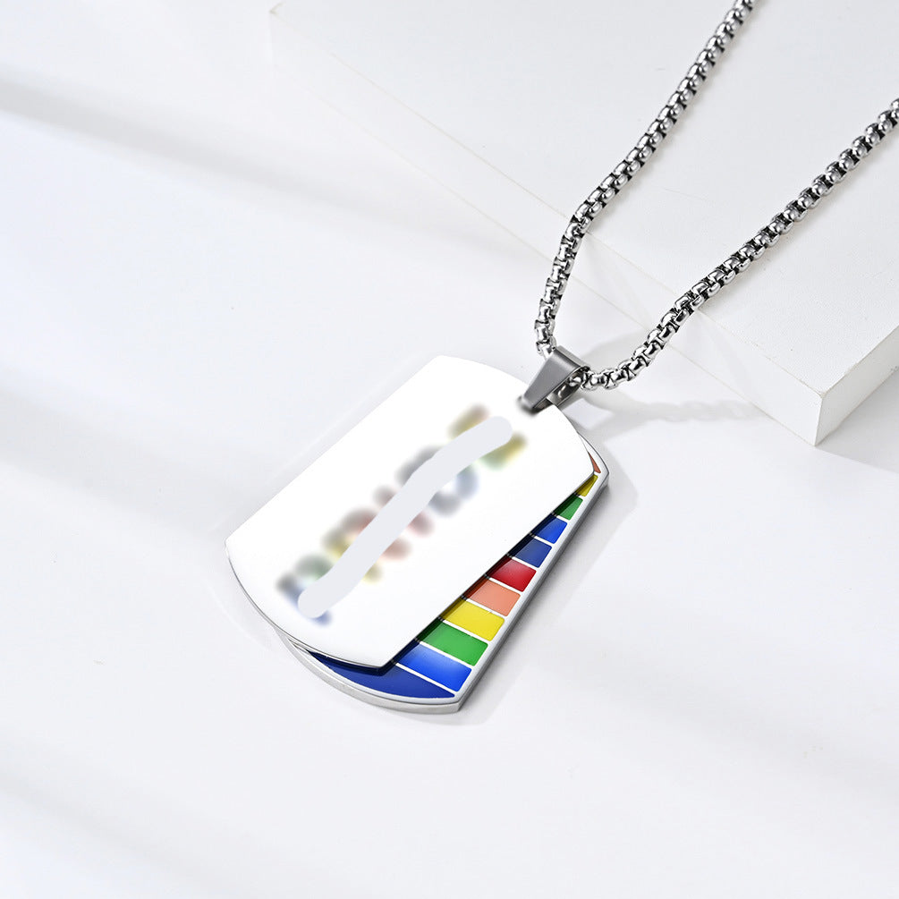 Cross-Border Amazon Rainbow Flag Titanium Steel Pendant Necklace