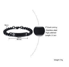 Curved Brand Medical Logo Stainless Steel Bracelet for Men