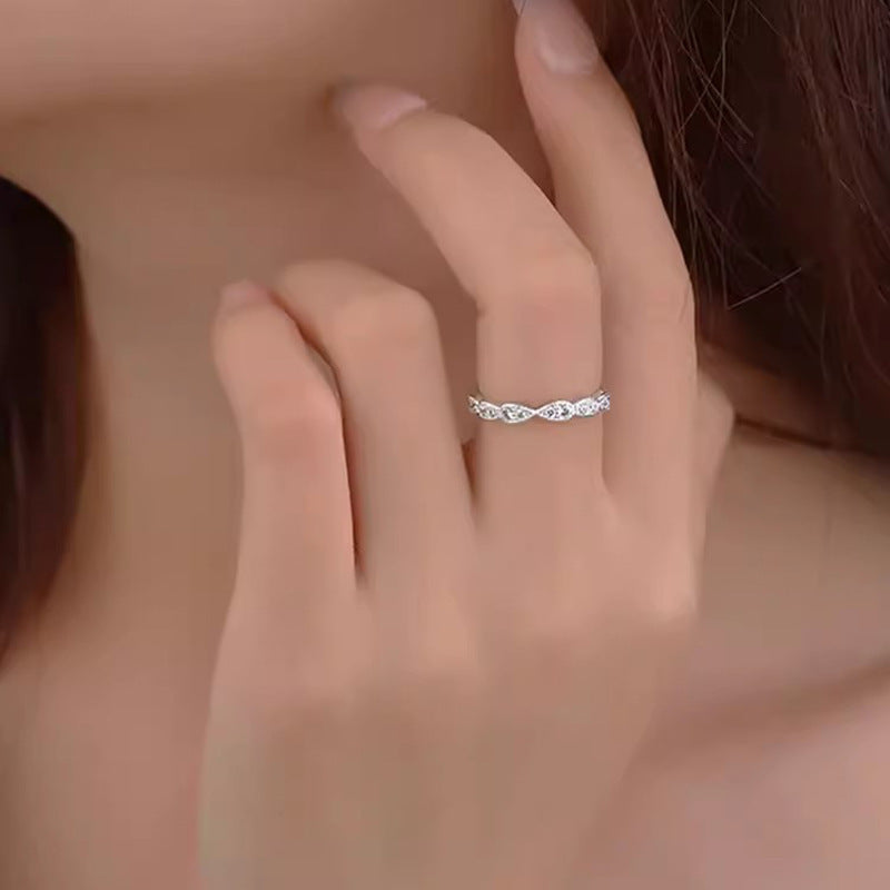 Sterling Silver Sugar Cube Ring For Her Planderful Everyday Genie Adjustable Zircon Luxury Wedding Band