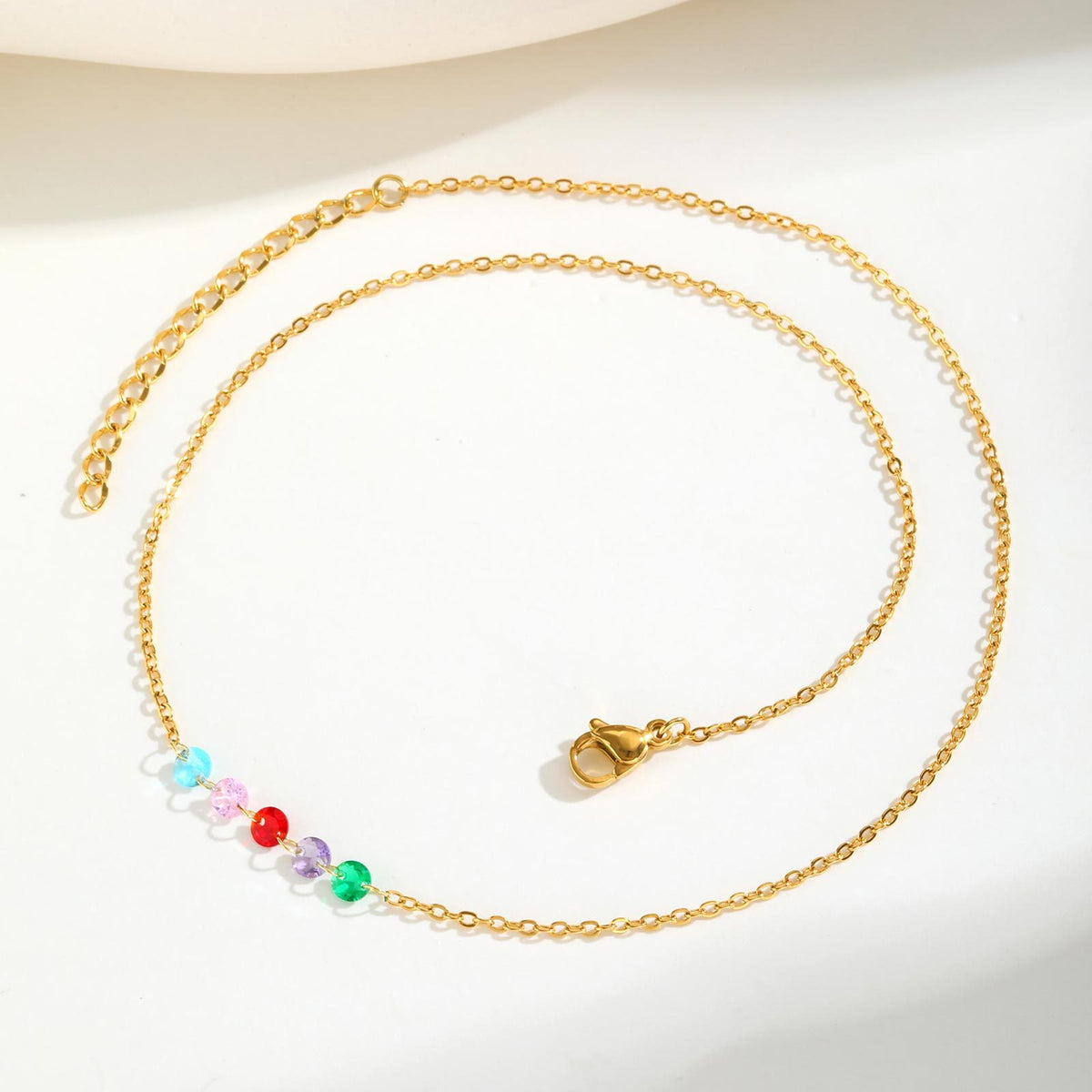 Stainless Steel White Zircon Gold Necklace Ladies