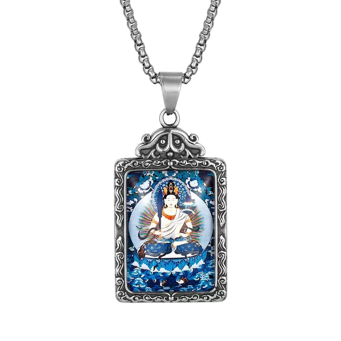 Zodiac Guardian Buddha Pendant For Men And Women By Planderful Titanium Steel Thangka Necklace With Premium Protection