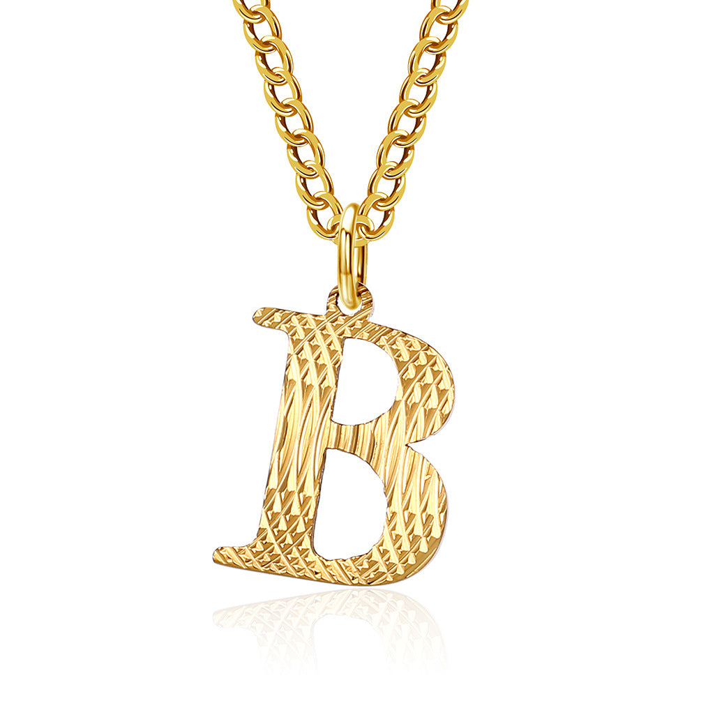 Planderful Everyday Genie Gold Plated Letter Surname Pendant For Couples Unisex Premium Magazine Style Jewelry