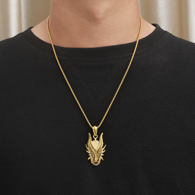 Customizable Retro Zodiac Pendant for Men - European and American Punk Style in Vacuum Electroplated Titanium Steel