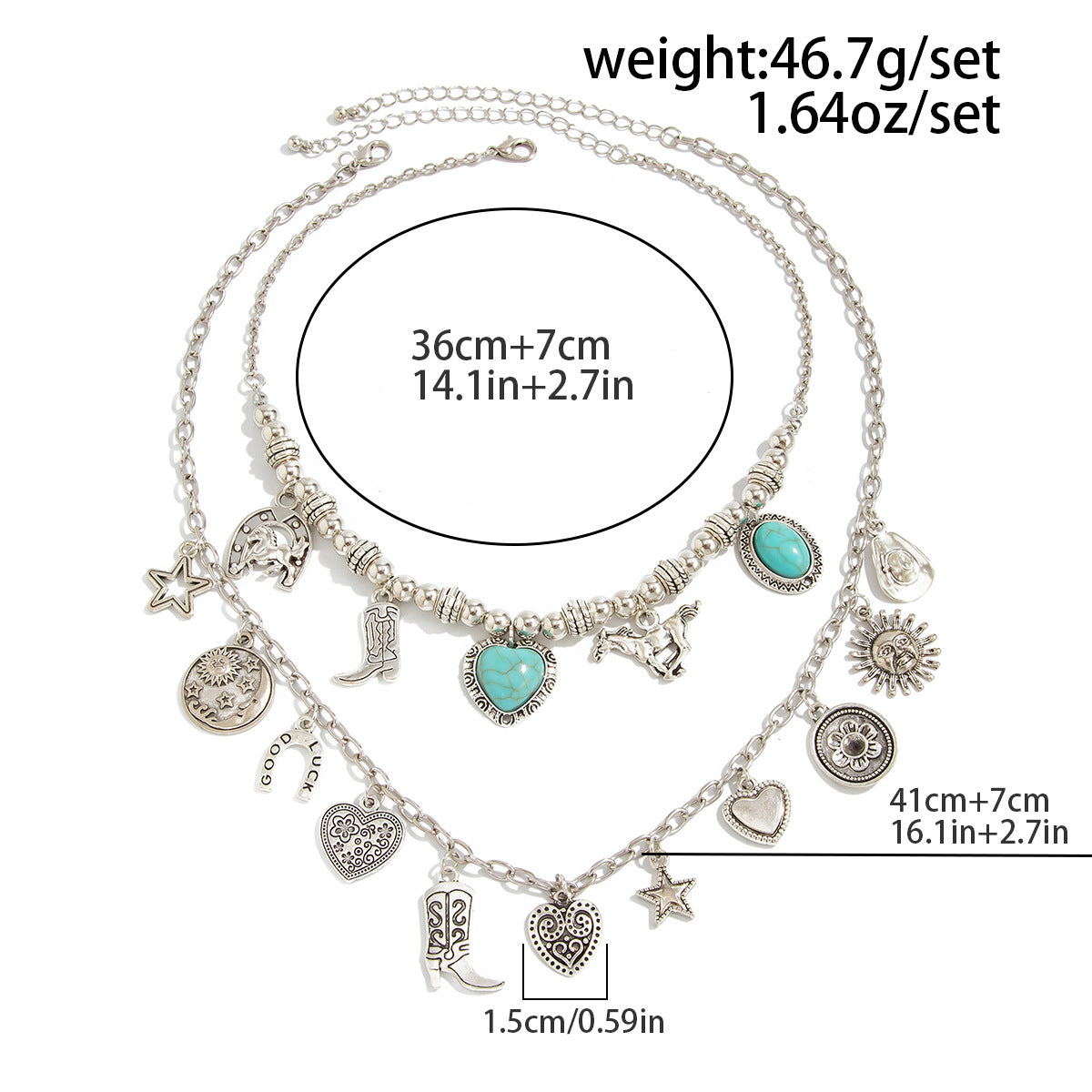 Western Bull Head Heart Pendant Necklace
