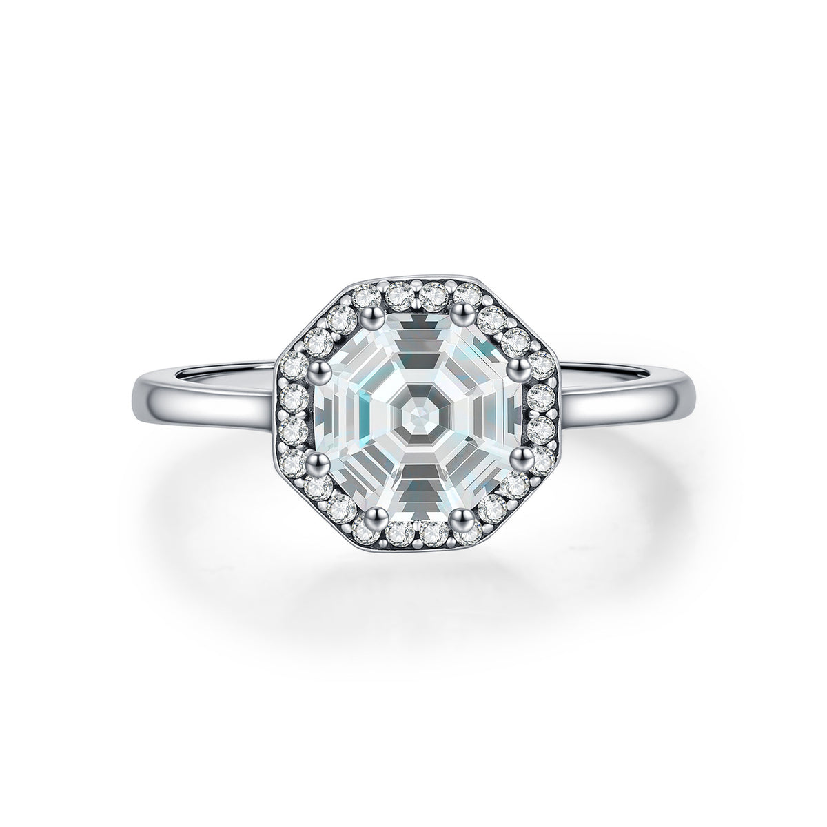 925 Sterling Silver Octagonal Zircon Ring