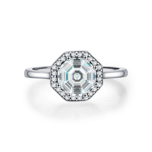 925 Sterling Silver Octagonal Zircon Ring