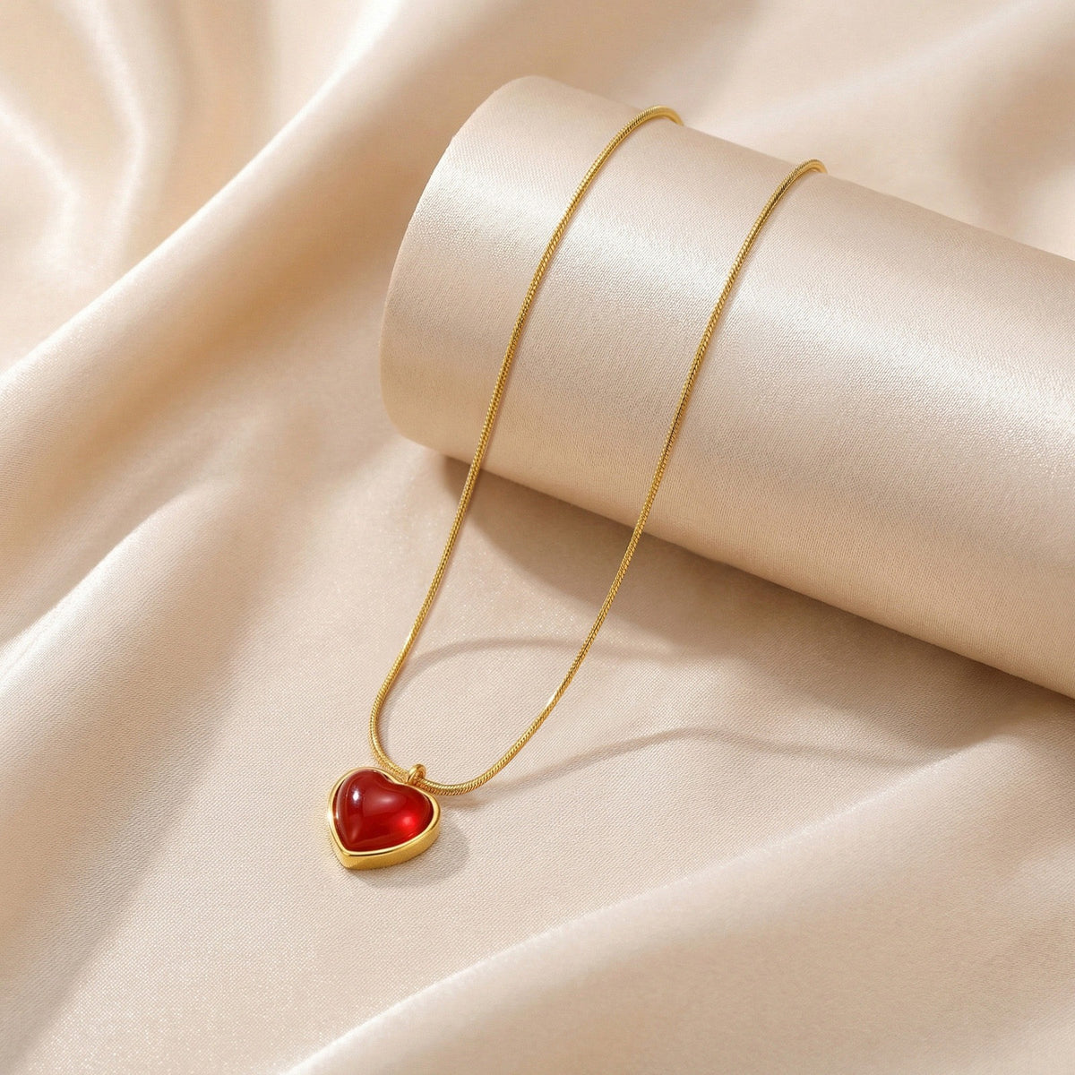 Version Of Stainless Steel Heart-Shaped Love Round Snake Chain Collarbone Chain Women's Necklace