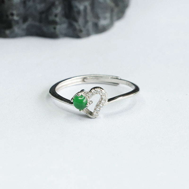 Green Jadeite Heart Ring