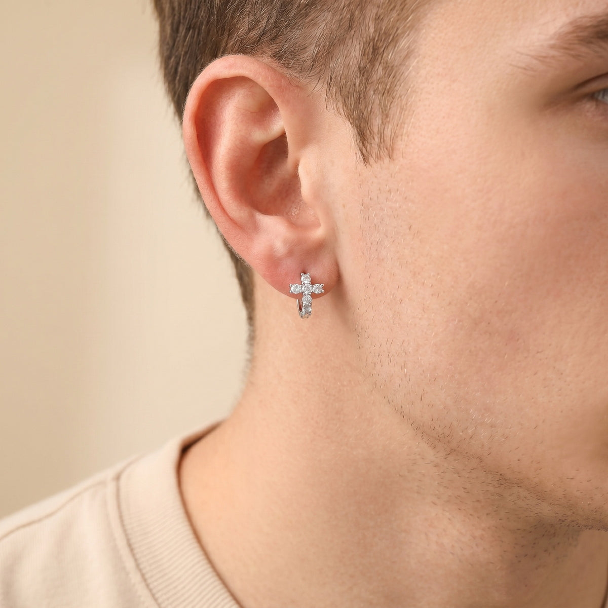 Zircon Cross Single Earring