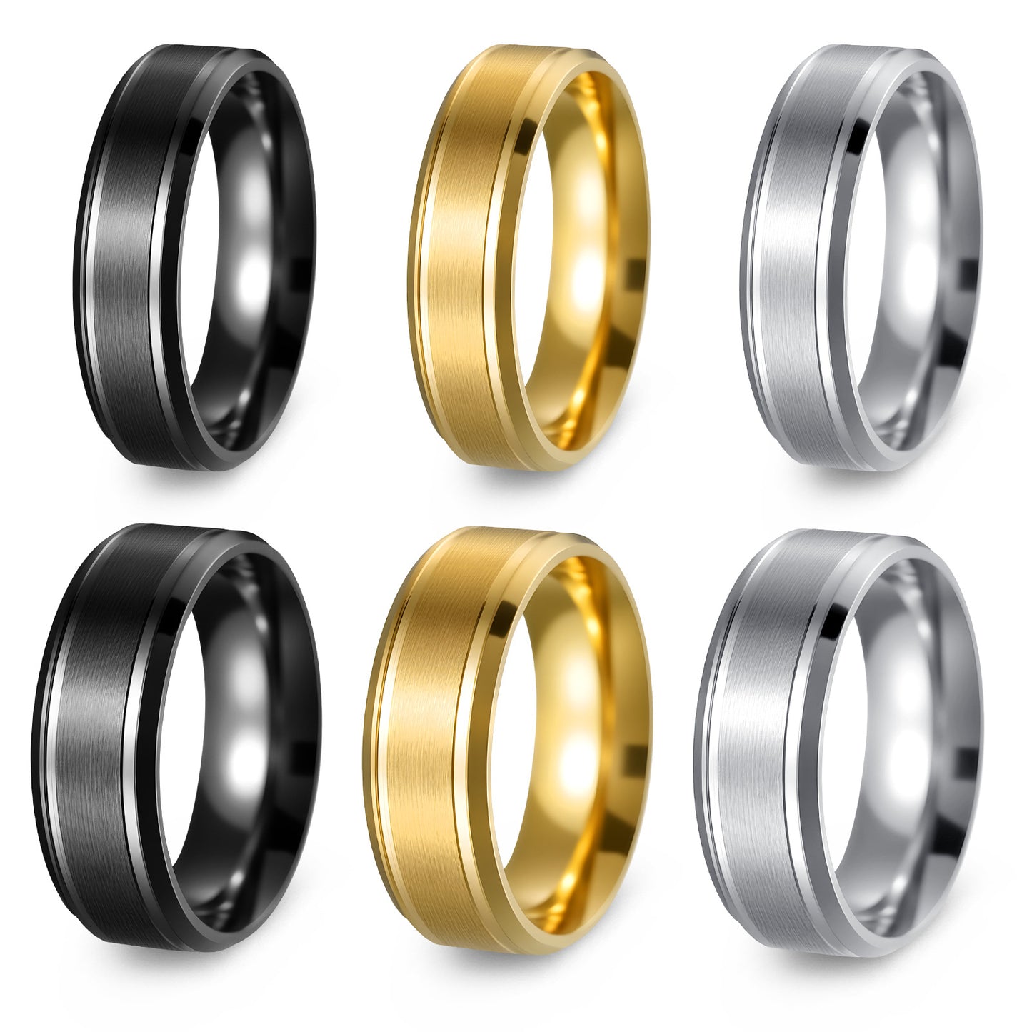 Planderful Everyday Genie Stainless Steel Ring 8 6mm Wide Minimalist Double Bevel For Men With Unisex Protection