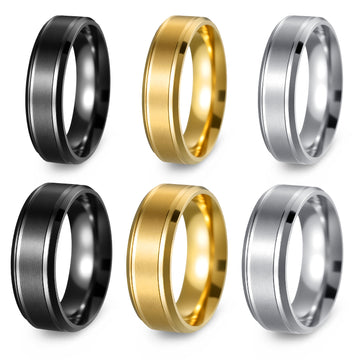 Planderful Everyday Genie Stainless Steel Ring 8 6mm Wide Minimalist Double Bevel For Men With Unisex Protection