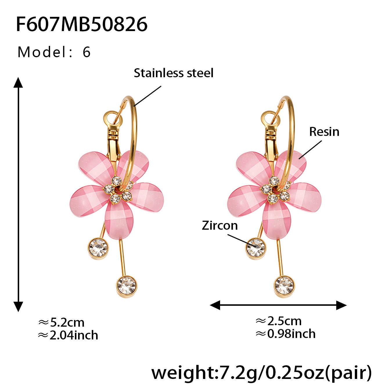 Planderful Camellia Zircon Tassel Earrings Women Stainless