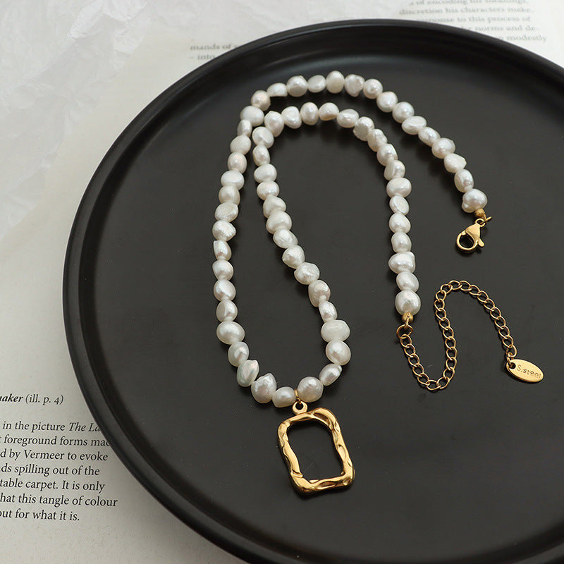 Colorful Geometric Freshwater Pearl Clavicle Necklace for Women