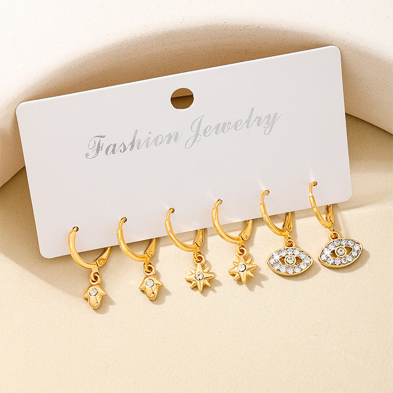 Planderful Vienna Verve Earrings Set – Chic Metal Devil's Eye Design