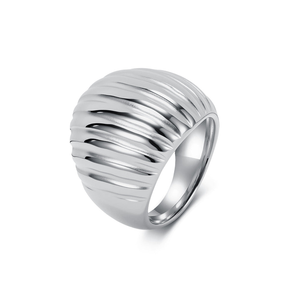 Titanium Steel Ring With Bold Wave Pattern Unisex Jewelry By Planderful Everyday Genie