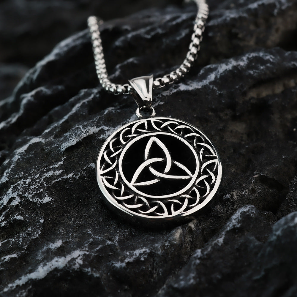 Viking Pendant Stainless Steel Boiled Black Hollow Celtic Knot For Men Planderful Norse Legacy Bold Timeless