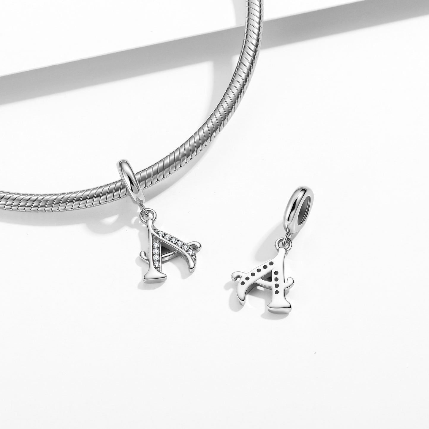 Planderful Jewelry 26 Letter Sterling Silver Pendant With Zircon Inlays Necklace